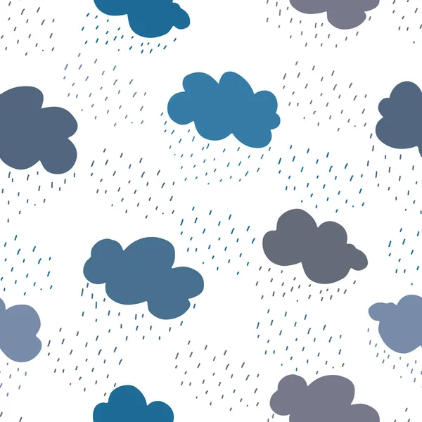 stock image Blue and grey clouds and rain drops seamless pattern.