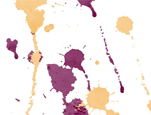 Arancio caramello e vinoso spruzzi di acquerello rosso e macchie su sfondo bianco. Pittura ad inchiostro. Illustrazione disegnata a mano. Pittura astratta ad acquerello . — Vettoriale Stock