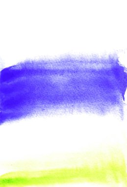 Mavi ve yeşil lekesi ile kartı. Suluboya resim tasarım için. Parlak dokulu zemin. Kartpostal, afiş, logo, davet. El izole üzerinde beyaz arka plan boya. Vektör çizim. 