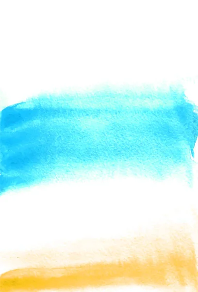 Karte mit blauen und orangen Flecken. Aquarellmalerei für Design. abstrakte helle strukturierte Hintergrund. Postkarte, Banner, Logo, Einladung. Handfarbe isoliert auf weißem Hintergrund. Vektorillustration. — Stockvektor