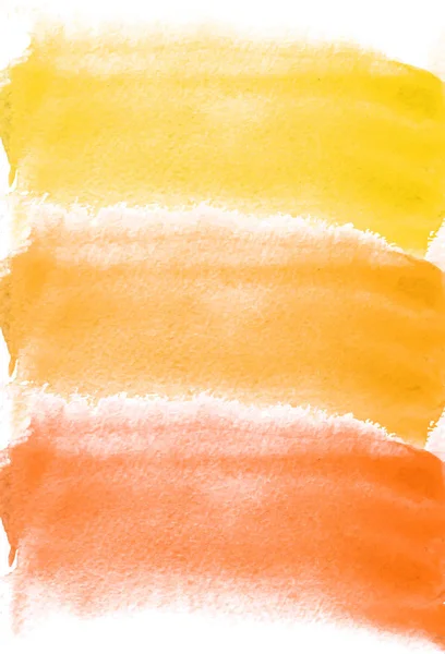 Carte avec taches d'aquarelle. Couleurs jaune et orange. Peinture pour votre design. Fond texturé lumineux abstrait. Illustration vectorielle. Texture peinte à la main pour bannière, logo, invitation, carte postale . — Image vectorielle