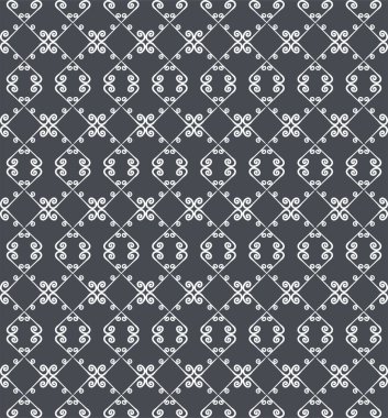 Süs seamless modeli. Gri ve beyaz renkler. Duvar kağıdı, tekstil, ambalaj, baskı, iç, zemin, kumaş sonsuz şablonu. Soyut doku. Tasarım için geleneksel etnik süsleme.  