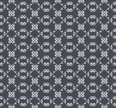Süs seamless modeli. Gri ve beyaz renkler. Duvar kağıdı, tekstil, ambalaj, baskı, iç, zemin, kumaş sonsuz şablonu. Soyut doku. Tasarım için geleneksel etnik süsleme.  