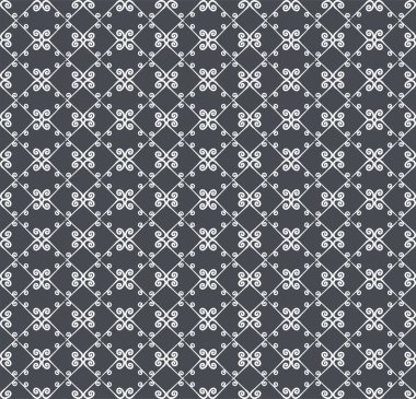 Süs seamless modeli. Gri ve beyaz renkler. Duvar kağıdı, tekstil, ambalaj, baskı, iç, zemin, kumaş sonsuz şablonu. Soyut doku. Tasarım için geleneksel etnik süsleme.  