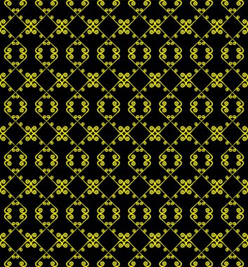 Süs seamless modeli. Siyah ve sarı renkler. Endlesstemplate duvar kağıdı, tekstil, ambalaj, baskı, iç, kat, kumaş. Soyut doku. Tasarım için geleneksel etnik süsleme.  