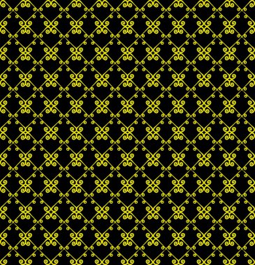 Süs seamless modeli. Siyah ve sarı renkler. Endlesstemplate duvar kağıdı, tekstil, ambalaj, baskı, iç, kat, kumaş. Soyut doku. Tasarım için geleneksel etnik süsleme.  