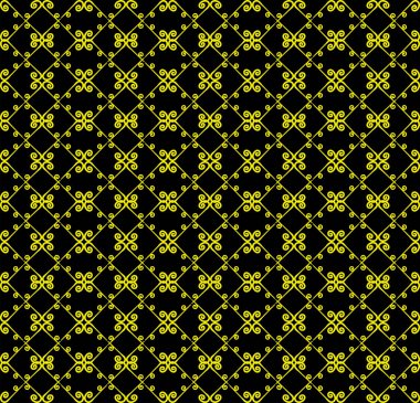Süs seamless modeli. Siyah ve sarı renkler. Endlesstemplate duvar kağıdı, tekstil, ambalaj, baskı, iç, kat, kumaş. Soyut doku. Tasarım için geleneksel etnik süsleme.  