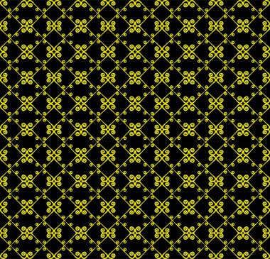 Süs seamless modeli. Siyah ve sarı renkler. Endlesstemplate duvar kağıdı, tekstil, ambalaj, baskı, iç, kat, kumaş. Soyut doku. Tasarım için geleneksel etnik süsleme.  