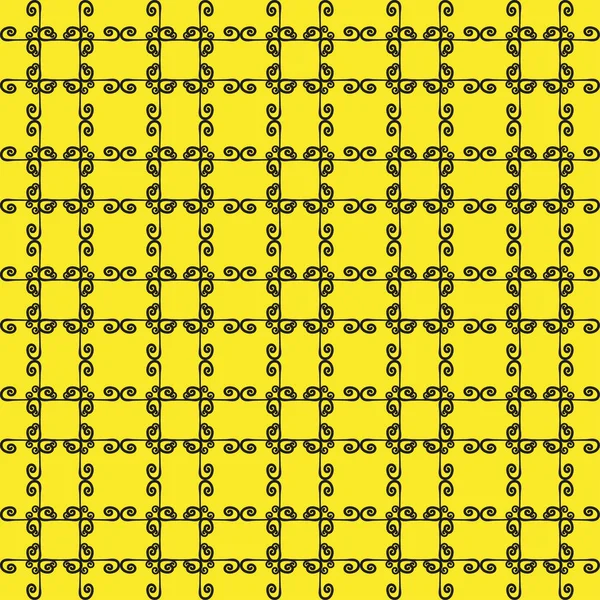 Motif ornemental sans couture. Couleurs noir et jaune. Endlesstemplate pour papier peint, textile, emballage, impression, intérieur, plancher, tissu. Texture abstraite.Ornement ethnique traditionnel pour le design . — Image vectorielle