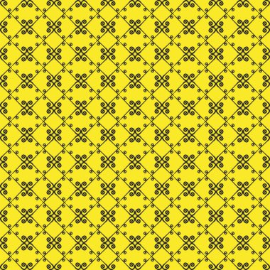 Süs seamless modeli. Siyah ve sarı renkler. Duvar kağıdı, tekstil, ambalaj, baskı, iç, zemin, kumaş sonsuz şablonu. Soyut doku. Tasarım için geleneksel etnik süsleme.  