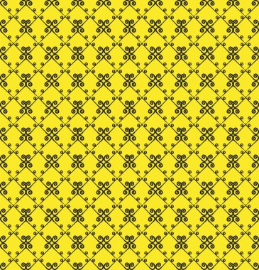 Süs seamless modeli. Siyah ve sarı renkler. Duvar kağıdı, tekstil, ambalaj, baskı, iç, zemin, kumaş sonsuz şablonu. Soyut doku. Tasarım için geleneksel etnik süsleme.  