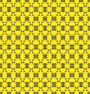 Süs seamless modeli. Siyah ve sarı renkler. Duvar kağıdı, tekstil, ambalaj, baskı, iç, zemin, kumaş sonsuz şablonu. Soyut doku. Tasarım için geleneksel etnik süsleme.  