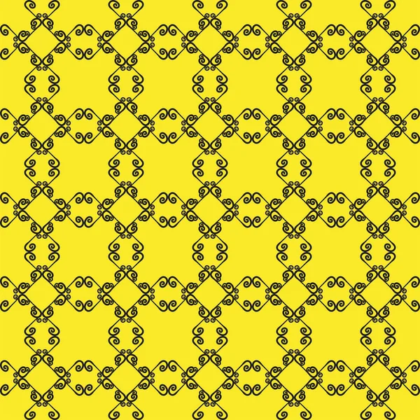 Motif ornemental sans couture. Couleurs noir et jaune. Modèle sans fin pour papier peint, textile, emballage, impression, intérieur, plancher, tissu. Texture abstraite.Ornement ethnique traditionnel pour le design . — Image vectorielle