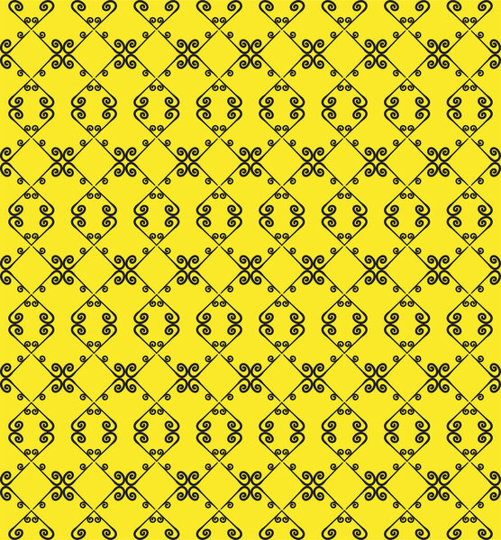 Ornamental seamless pattern. Black and yellow colors. Endless template for wallpaper, textile, wrapping, print, interior, floor, fabric. Abstract texture.Traditional ethnic ornament for design.  