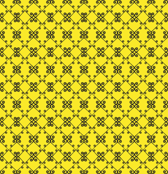 Ornamental seamless pattern. Black and yellow colors. Endless template for wallpaper, textile, wrapping, print, interior, floor, fabric. Abstract texture.Traditional ethnic ornament for design.  