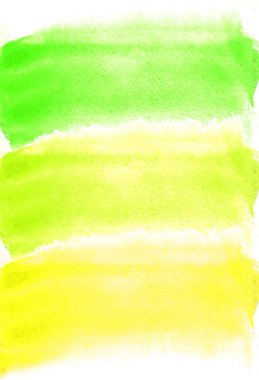 Sulu Boya lekesi ile kartı. Yeşil ve sarı renkler. Resim tasarımınız için. Parlak dokulu zemin. Vektör çizim. El boyalı doku için afiş, logo, Davetiye Kartpostalı.