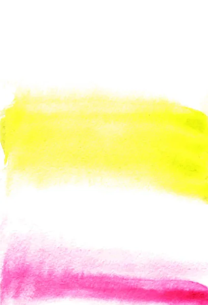 Sarı ve pembe lekesi ile kartı. Suluboya resim tasarım için. Parlak dokulu zemin. Kartpostal, afiş, logo, davet. El izole üzerinde beyaz arka plan boya. Vektör çizim. — Stok Vektör