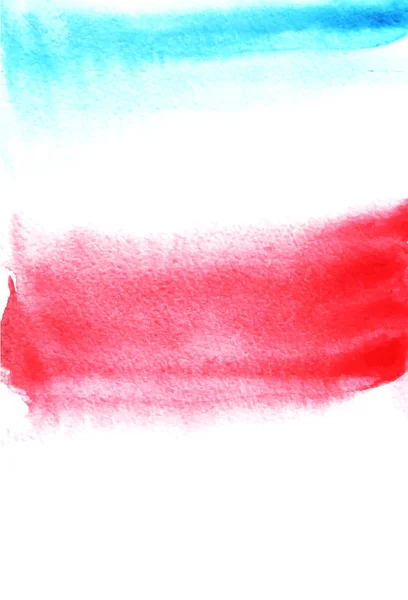 Carte avec taches rouges et bleues. Aquarelle pour la conception. Fond texturé lumineux abstrait. Carte postale, bannière, logo, invitation. Peinture à la main isolée sur fond blanc. Illustration vectorielle . — Image vectorielle