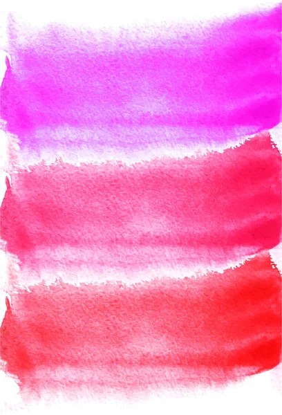 Cartão com manchas de aquarela. Roxo, rosa, vermelho. Pintura para o seu design. Cenário texturizado brilhante abstrato. Ilustração vetorial. Textura pintada à mão para banner, logotipo, convite, cartão postal . —  Vetores de Stock