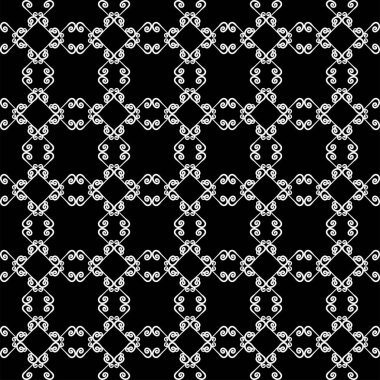 Süs seamless modeli. Siyah ve beyaz renkler. Duvar kağıdı, tekstil, ambalaj, baskı, iç, zemin, kumaş sonsuz şablonu. Soyut doku. Tasarım için geleneksel etnik süsleme.  