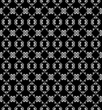 Süs seamless modeli. Siyah ve beyaz renkler. Duvar kağıdı, tekstil, ambalaj, baskı, iç, zemin, kumaş sonsuz şablonu. Soyut doku. Tasarım için geleneksel etnik süsleme.  