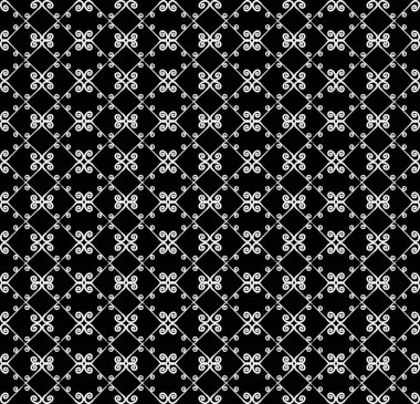 Süs seamless modeli. Siyah ve beyaz renkler. Duvar kağıdı, tekstil, ambalaj, baskı, iç, zemin, kumaş sonsuz şablonu. Soyut doku. Tasarım için geleneksel etnik süsleme.  
