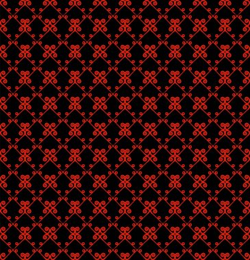 Süs seamless modeli. Siyah ve kırmızı renkler. Duvar kağıdı, tekstil, ambalaj, baskı, iç, zemin, kumaş sonsuz şablonu. Soyut doku. Tasarım için geleneksel etnik süsleme.  