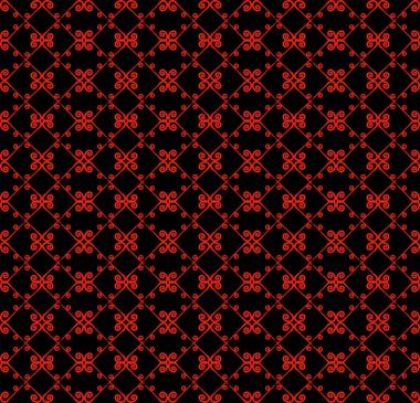 Süs seamless modeli. Siyah ve kırmızı renkler. Duvar kağıdı, tekstil, ambalaj, baskı, iç, zemin, kumaş sonsuz şablonu. Soyut doku. Tasarım için geleneksel etnik süsleme.  