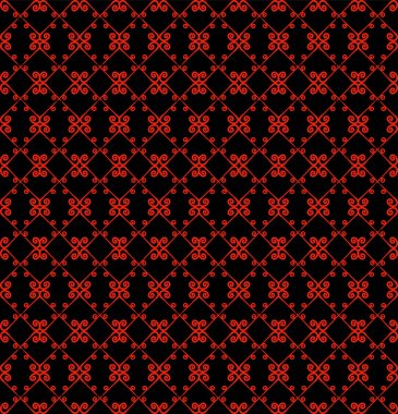 Süs seamless modeli. Siyah ve kırmızı renkler. Duvar kağıdı, tekstil, ambalaj, baskı, iç, zemin, kumaş sonsuz şablonu. Soyut doku. Tasarım için geleneksel etnik süsleme.  