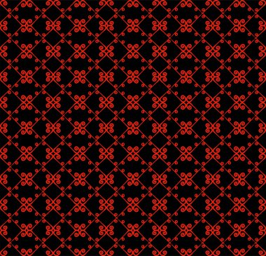 Süs seamless modeli. Siyah ve kırmızı renkler. Duvar kağıdı, tekstil, ambalaj, baskı, iç, zemin, kumaş sonsuz şablonu. Soyut doku. Tasarım için geleneksel etnik süsleme.  