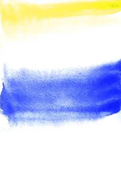 Karte mit gelben und blauen Flecken. Aquarellmalerei für Design. abstrakte helle strukturierte Hintergrund. Postkarte, Banner, Logo, Einladung. Handfarbe isoliert auf weißem Hintergrund. Vektorillustration. — Stockvektor