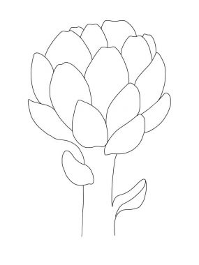 Enginar yazdırma. Siyah beyaz arka plan üzerinde simge kaplı. Sağlıklı organik gıda. Sanat Tasarım satır, illüstrasyon anahat. Yalıtılmış nesne. Vektör görüntü. Logonuzu sebze simgesi.