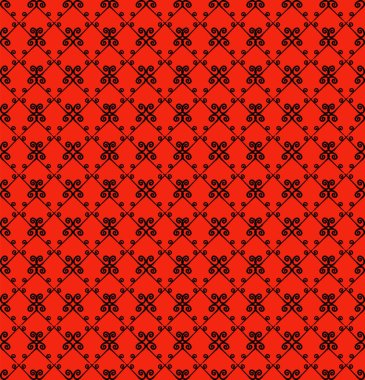 Süs seamless modeli. Siyah ve kırmızı renkler. Duvar kağıdı, tekstil, ambalaj, baskı, iç, zemin, kumaş sonsuz şablonu. Soyut doku. Tasarım için geleneksel etnik süsleme.  