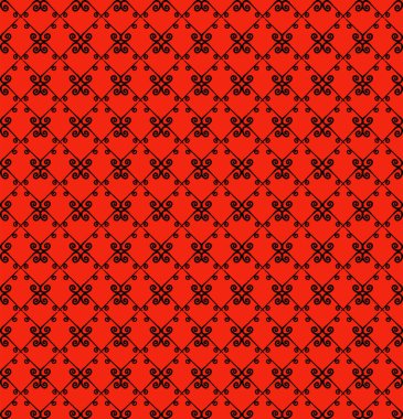 Süs seamless modeli. Siyah ve kırmızı renkler. Duvar kağıdı, tekstil, ambalaj, baskı, iç, zemin, kumaş sonsuz şablonu. Soyut doku. Tasarım için geleneksel etnik süsleme.  