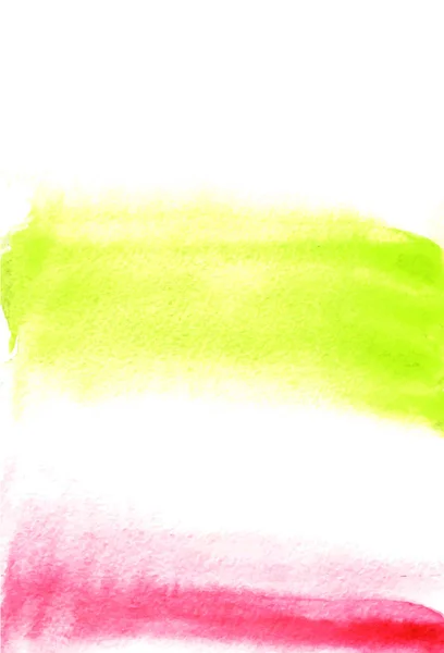 Kort med grønne og lyserøde pletter. Akvarel maleri til design. Abstrakt lys tekstureret baggrund. Postkort, banner, logo, invitation. Håndmaling isoleret på hvid baggrund. Vektorillustration . – Stock-vektor