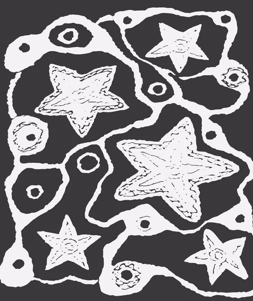 Doodle Stars. Abstract background. Black and white vector illustration. Modern template or print. Grunge wallpaper. Blackboard imitation. Graffiti style. — Stock Vector