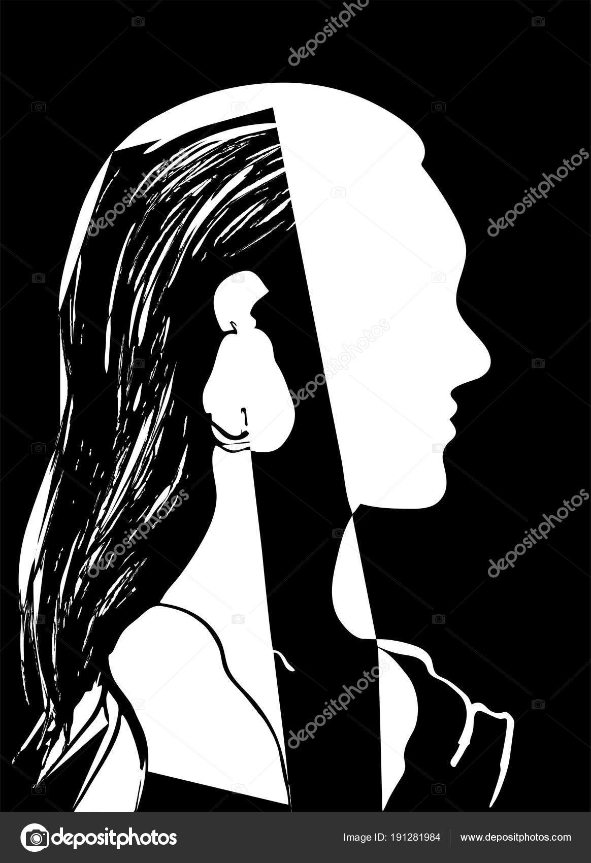 Sylwetka Kobiety Głowy Profil Piękna Młoda Dziewczyna Z