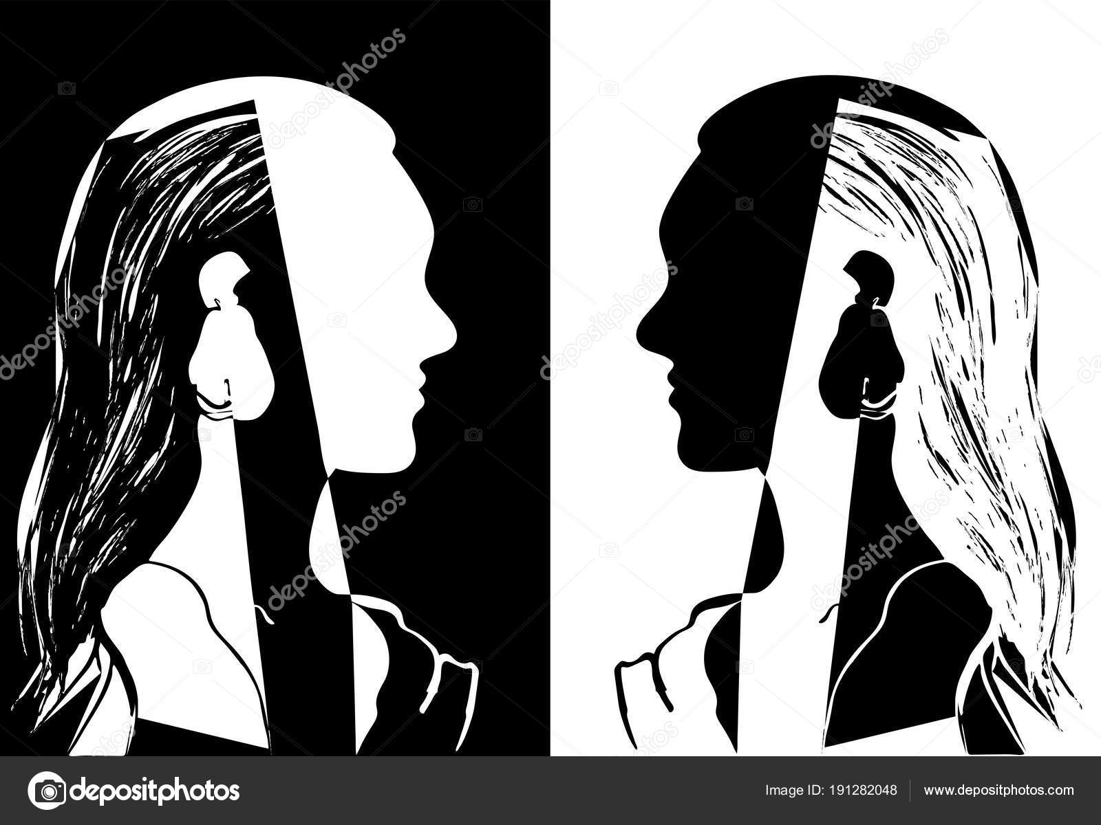 Due Ragazze Con I Capelli Lunghi Guardando Laltro