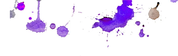 紫蓝色水彩飞溅和污点在白色背景。水墨画。手绘插图。抽象水彩艺术品. — 图库矢量图片