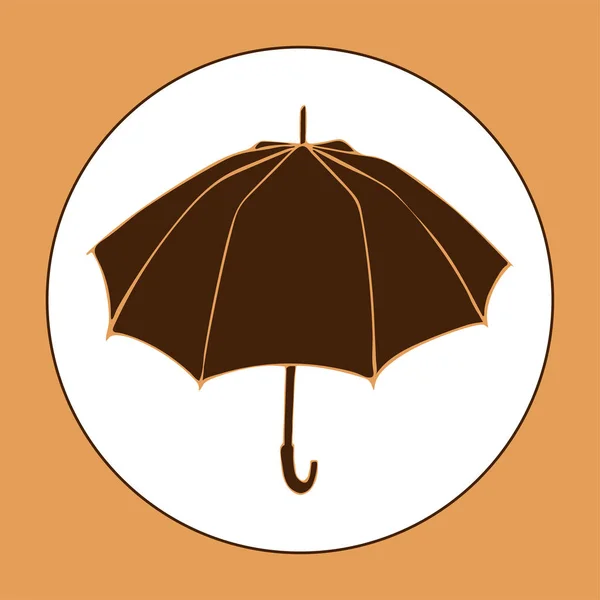 Paraguas abierto aislado sobre fondo blanco. Icono de paraguas en estilo de dibujos animados planos para el diseño del sitio web, logotipo, aplicación, interfaz de usuario. Ilustración vectorial de otoño. Colores naranja y marrón . — Vector de stock