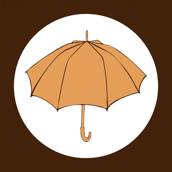 Paraguas abierto aislado sobre fondo blanco. Icono de paraguas en estilo de dibujos animados planos para el diseño del sitio web, logotipo, aplicación, interfaz de usuario. Ilustración vectorial de otoño. Colores naranja y marrón . — Vector de stock