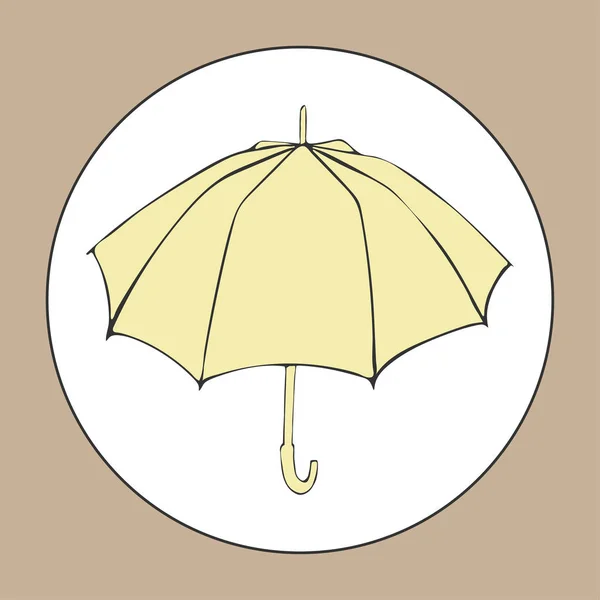 Paraguas abierto aislado sobre fondo blanco. Icono de paraguas en estilo de dibujos animados planos para el diseño del sitio web, logotipo, aplicación, interfaz de usuario. Ilustración vectorial de otoño. Colores beige y amarillo . — Vector de stock