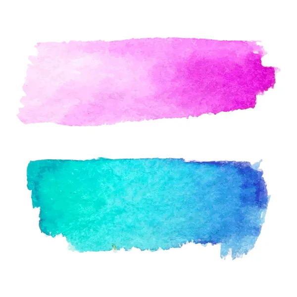 Conjunto de manchas abstractas. Colores rosa y azul. Brillante telón de fondo creativo horizontal. Textura acuarela con pinceladas. Macetas Aisladas en fondo blanco. Diseño colorido de moda.Pintado a mano. EPS . — Vector de stock