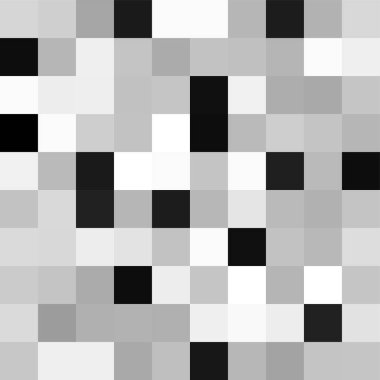 Kusursuz desen. Geometrik kare arkaplan. Siyah, beyaz ve gri renkler. Piksel sanat tarzı. Vektör taşı. Soyut illüstrasyon..