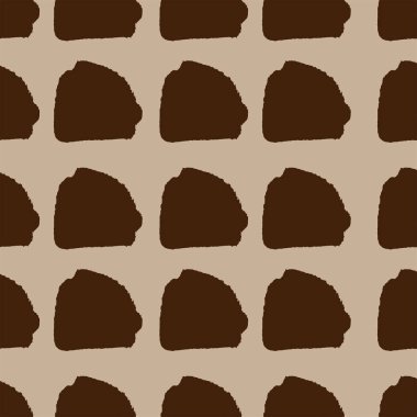 Soyut blok motifi. Vektör çizimi. Minimalist elementlerle donatılmış bir arka plan. Dokuları pürüzsüz desen. Sonu gelmeyen bir şablon. Kahverengi ve bej renkli arka plan. Kumaş tekstil izi.