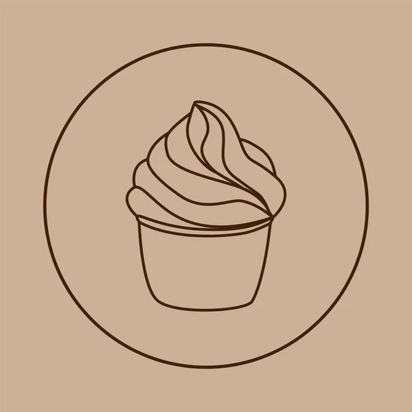 Cupcake Pečivo Izolované Ikony Line Art Styl Krémový Dezert Izolovaný — Stockový vektor