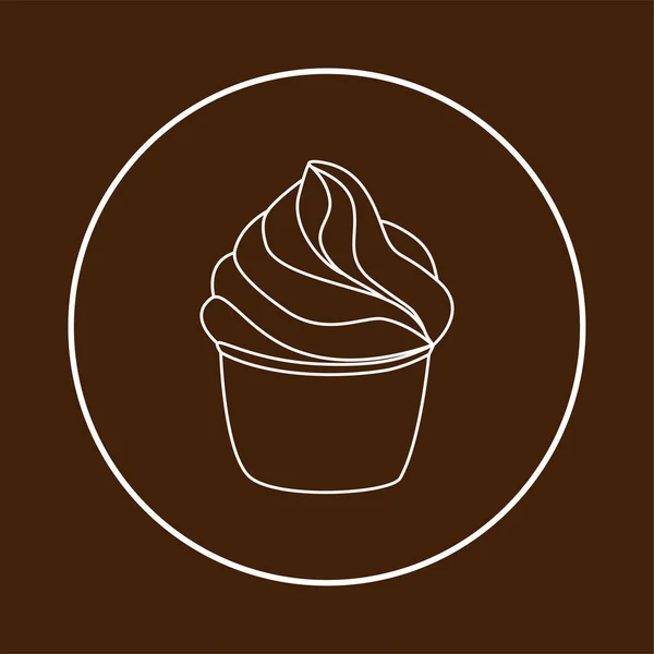 Icono Pastelería Postre Cremoso Estilo Arte Línea Aislado Sobre Fondo — Vector de stock