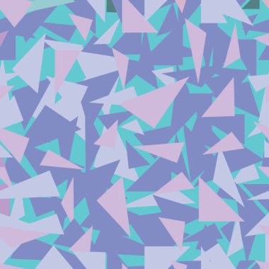 Üçgen arka plan. Kusursuz desen. Geometrik soyut doku. Mavi ve mor yumuşak pastel renkler. Çokgen mozaik tarzı. Vektör illüstrasyonu.