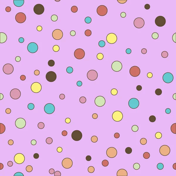 Bunt Gepunktete Nahtlose Muster Polka Dot Auf Lila Hintergrund Vektorillustration — Stockvektor