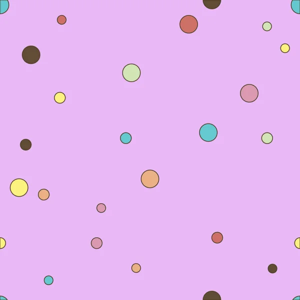 Coloré Pointillé Motif Sans Couture Polka Dot Sur Fond Violet — Image vectorielle